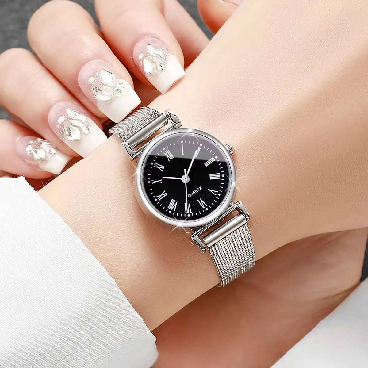 1/2 шт. Модные женские часы с  – обзор и цена Stainless Mesh Band