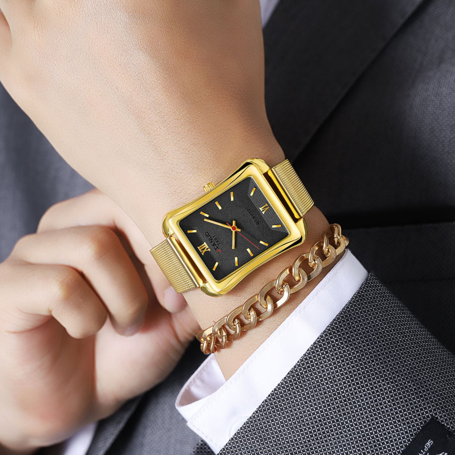 Мужские кварцевые часы с квадр – обзор и цена Stainless Mesh Band